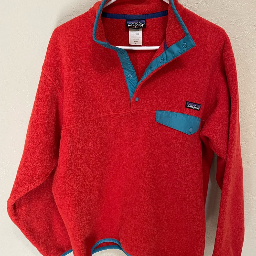 Vintage Patagonia orange and green Fleece Pullover